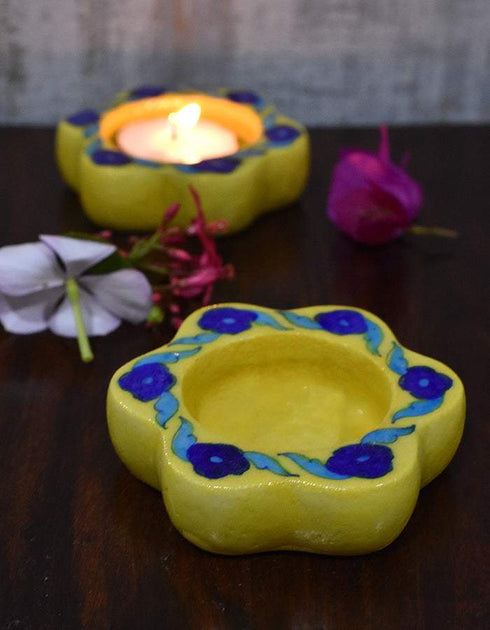 Blue Pottery T-Holder Set Of 2 Pcs.